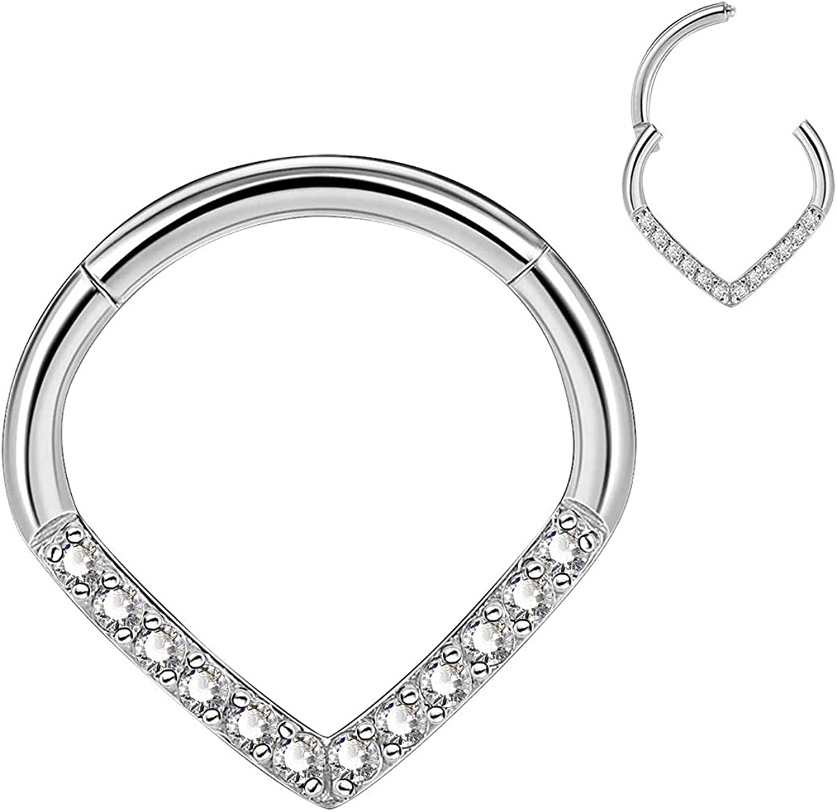 230816064732570_1 CM Crareesi Mania Teardrop Daith Earrings Hoop Hinged Clicker Rings 16G Helix Cartilage Earrings Hoop 316L Stainless Steel CZ Helix Tragus Daith Septum Clicker Jewellery - Image 1